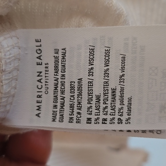 American Eagle | Cream Ruffle Edge Short Sleeve Top Size XL - Picture 8 of 9